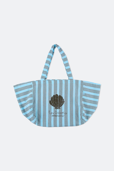 Blue Vintage Stripes Tote Bag (model shown with Ivory)