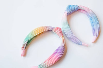 Pleated Ombre Knot Headband | Pastel Rainbow