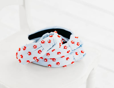 Beaded Headband | Pinstripe Poppies