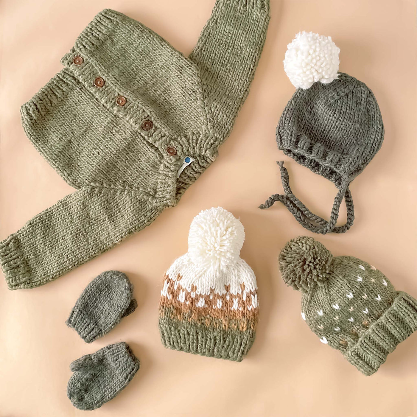 Classic Cardigan, Olive Baby Sweater