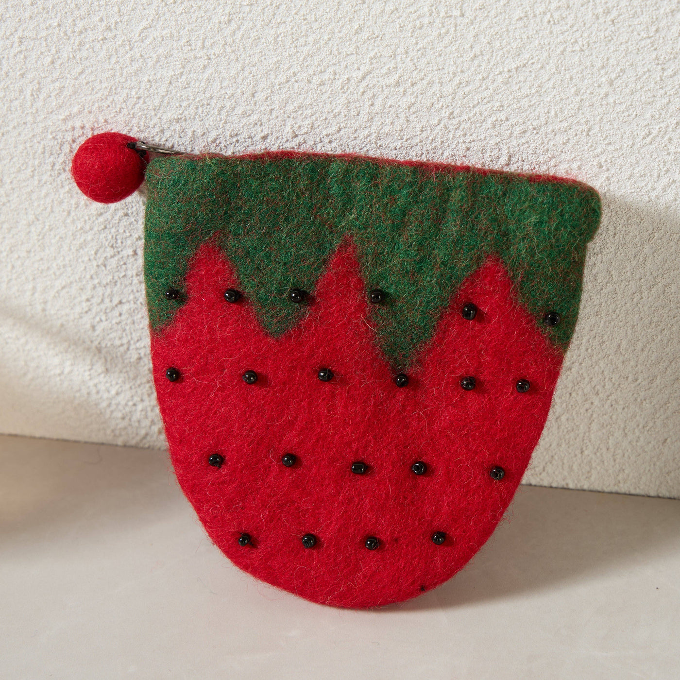 Handmade Wool Felt pouch Hand Carry Coin Purse - Rainbow