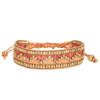 Taj Beaded Bracelet | Red and Orange