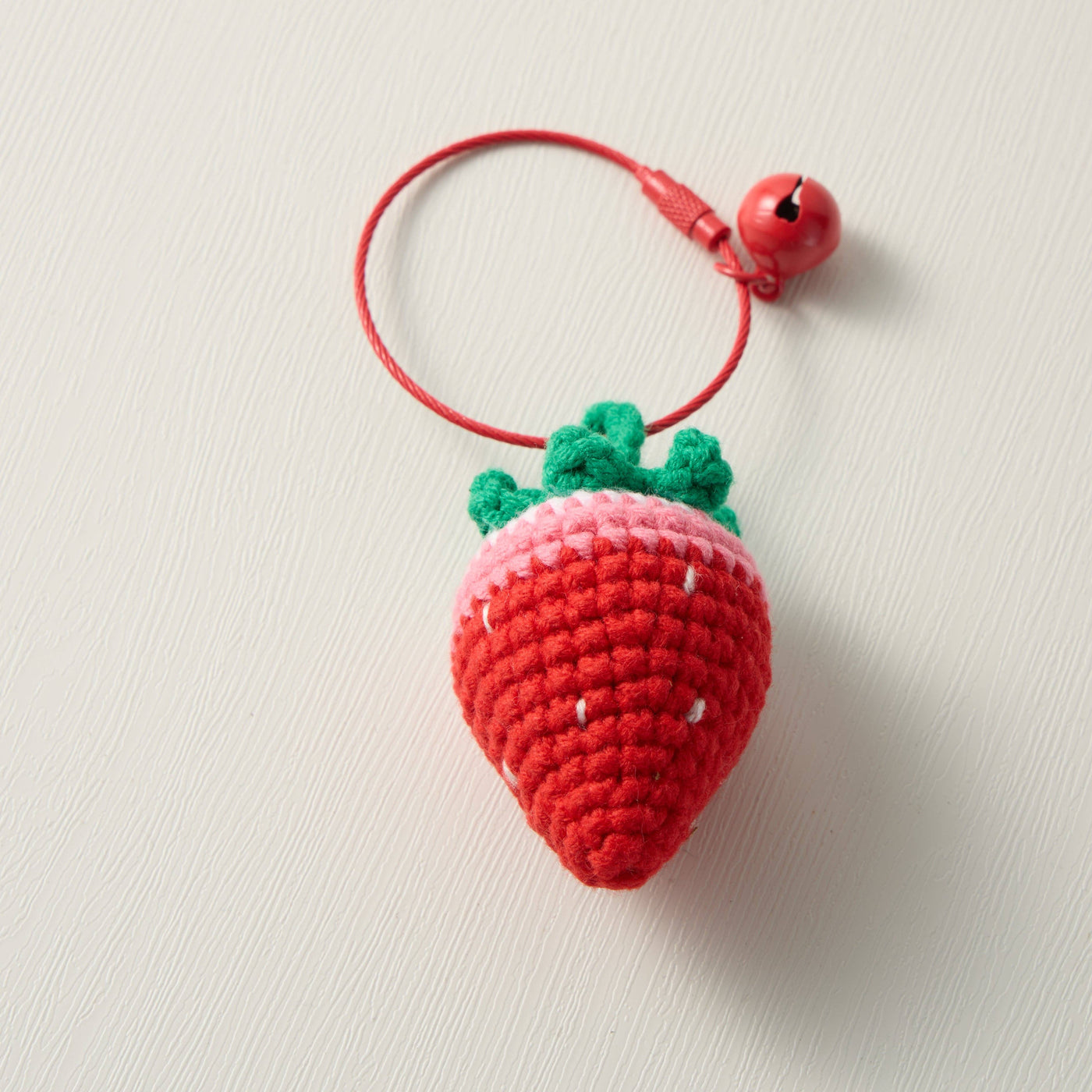 Hand-Knitted Strawberry Keychain for a Juicy Twist