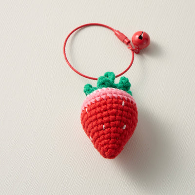 Hand-Knitted Strawberry Keychain for a Juicy Twist