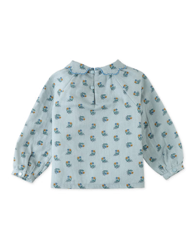 Baby Girl Floral Blouse With Scallop Collar