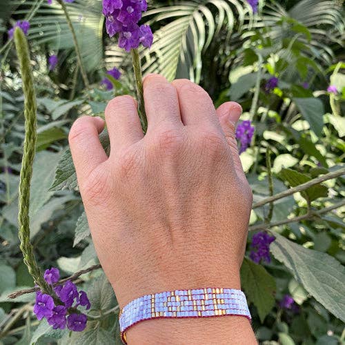 Kids' Seed Bead LOVE with Hearts Bracelet | Lavender