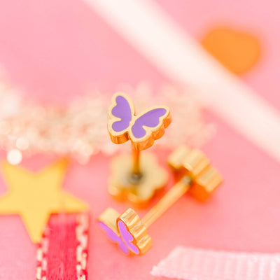 Tiny Purple Butterfly Earrings