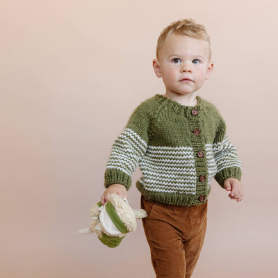 Stripe Cardigan Moss Baby Sweater