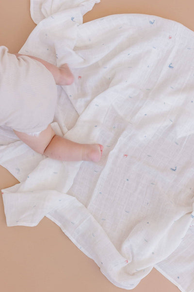 Nautical Ocean Organic Muslin Baby Swaddle Blanket