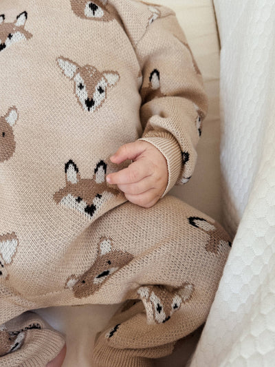 Woodland Jacquard Jumpsuit | Beige