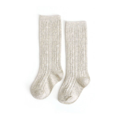 Cable Knit Knee Highs | Heathered Ivory