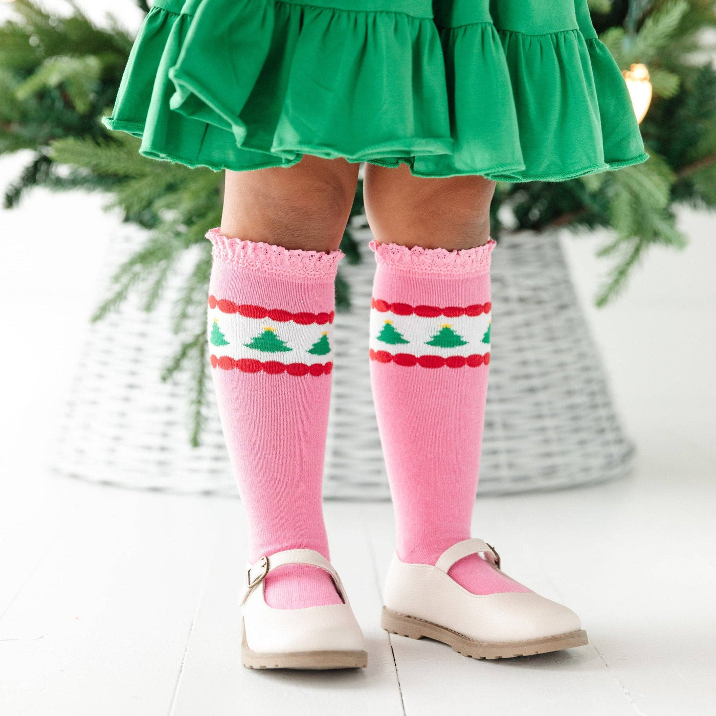 Lace Top Knee Highs | Pink Tree