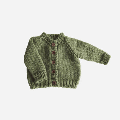 Classic Cardigan, Olive Baby Sweater