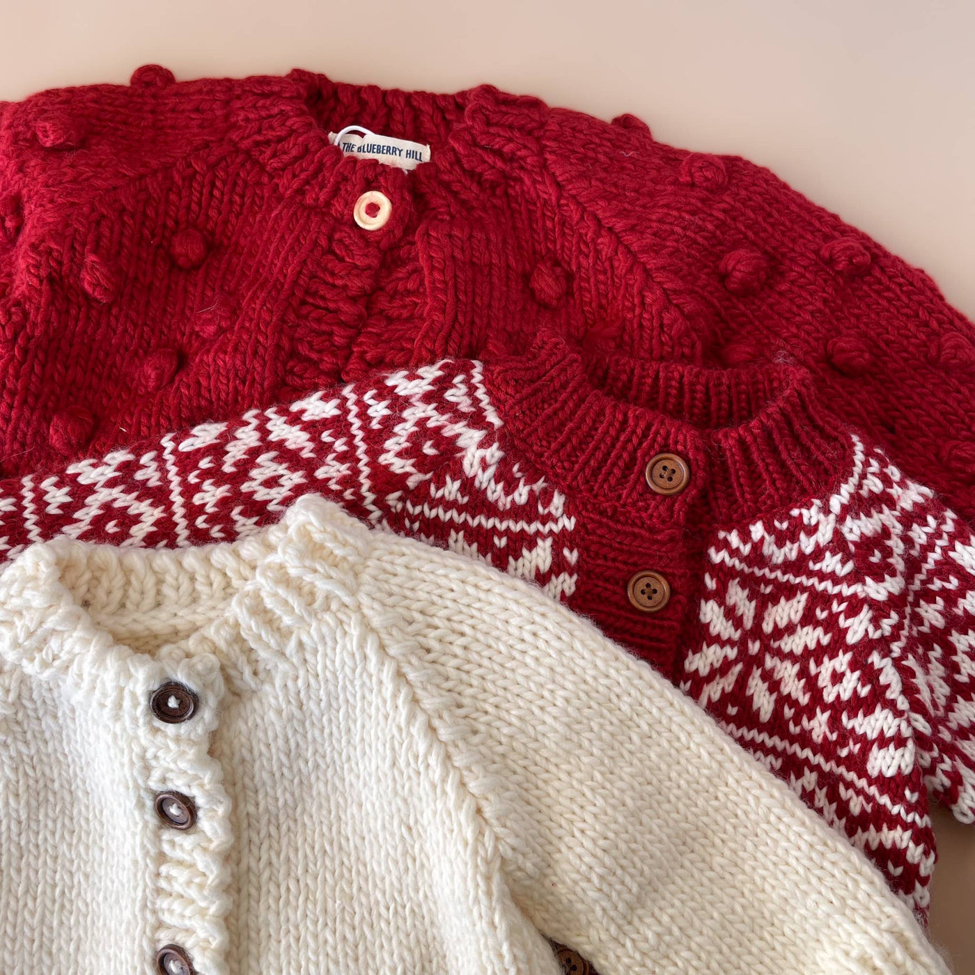 Popcorn Sweater Red Baby Cardigan