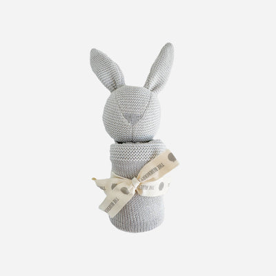 Lovey Bunny Grey Organic Cotton Baby Blanket