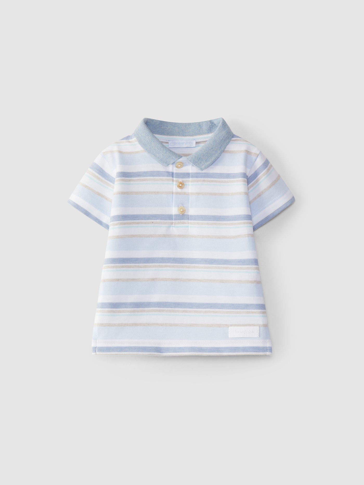 Striped Polo Shirt in Pique | Beige