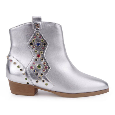 Miss Dallas Kids Western Cowgirl Boot In Silver: Silver / 11C