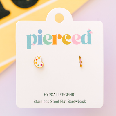 Paint Pallet & Brush Earrings