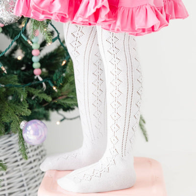 Fancy Knit Tights | White