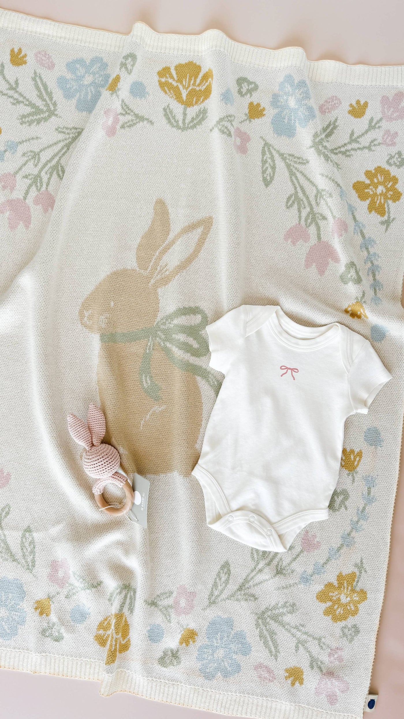 Pastel Bunny Organic Cotton Baby Blanket