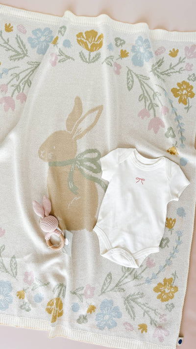 Pastel Bunny Organic Cotton Baby Blanket