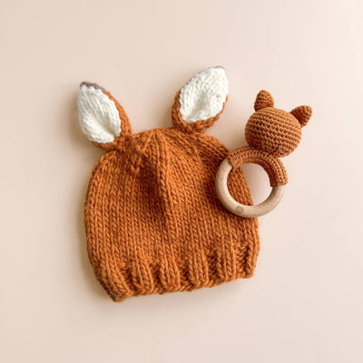 Teether Cotten Fox Crochet Baby Rattle