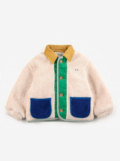 Color Block Sheepskin Jacket