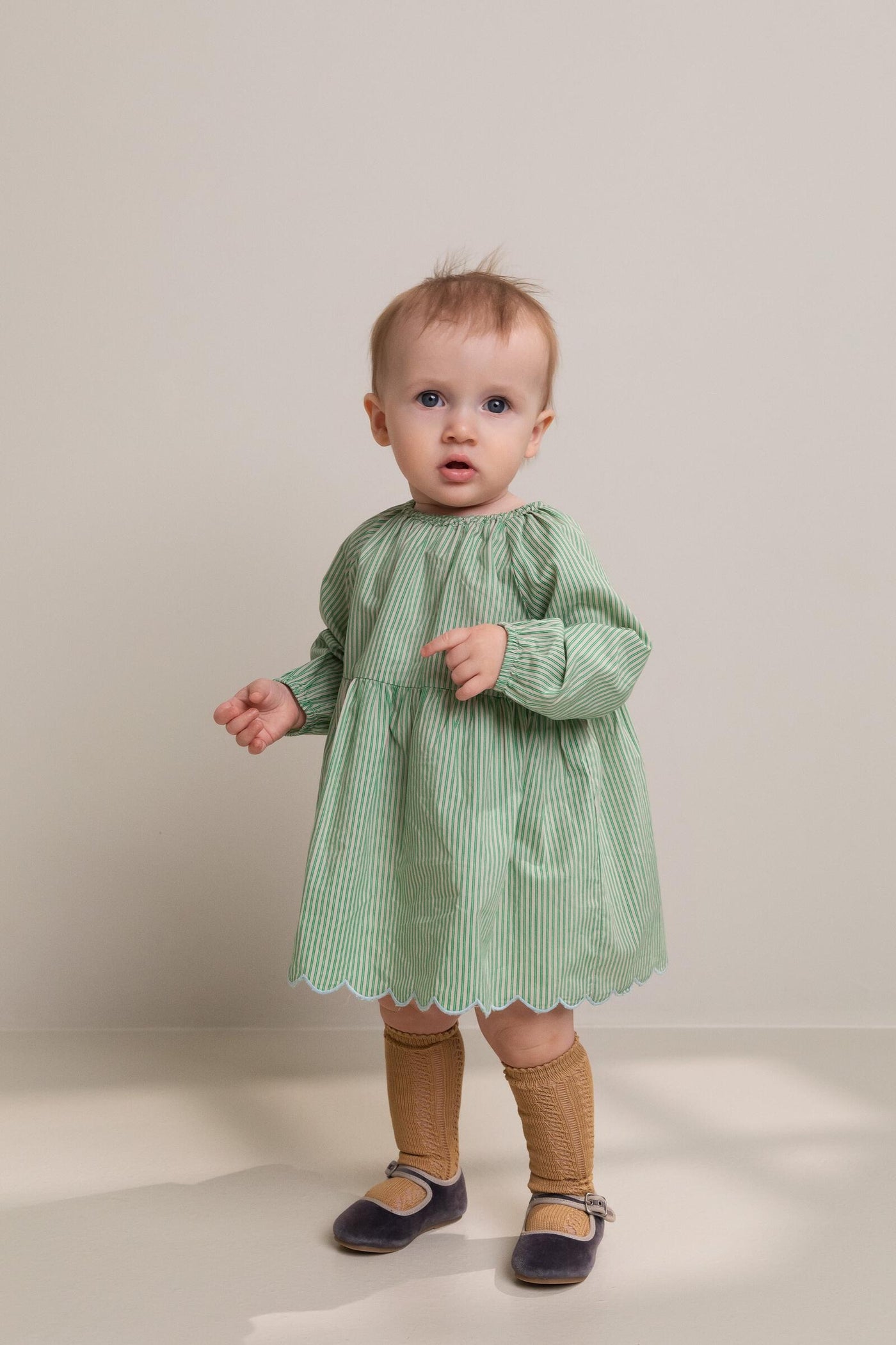 Dawson Crispy Poplin Dress | Mint Leaf Stripes