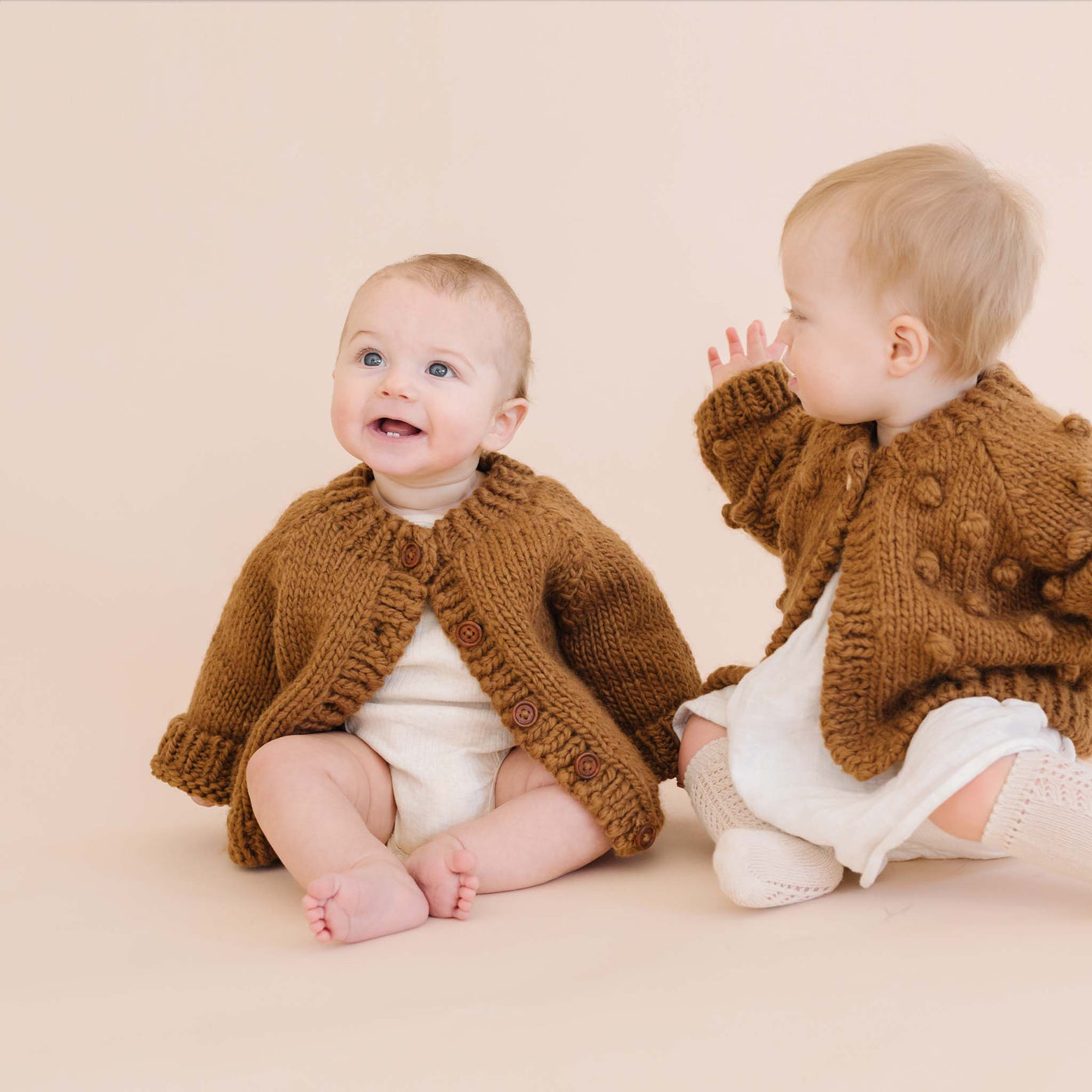 Classic Cardigan Walnut Baby Sweater