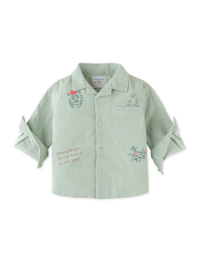 Baby Boy Hey Tiger Embro Fine Cord Shirt