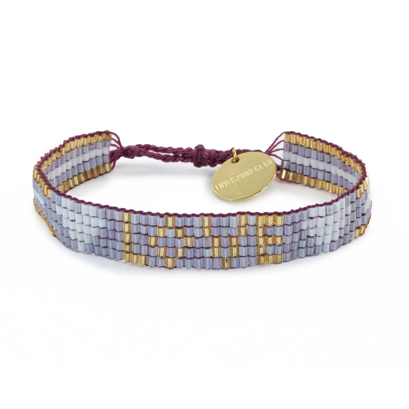 Kids' Seed Bead LOVE with Hearts Bracelet | Lavender