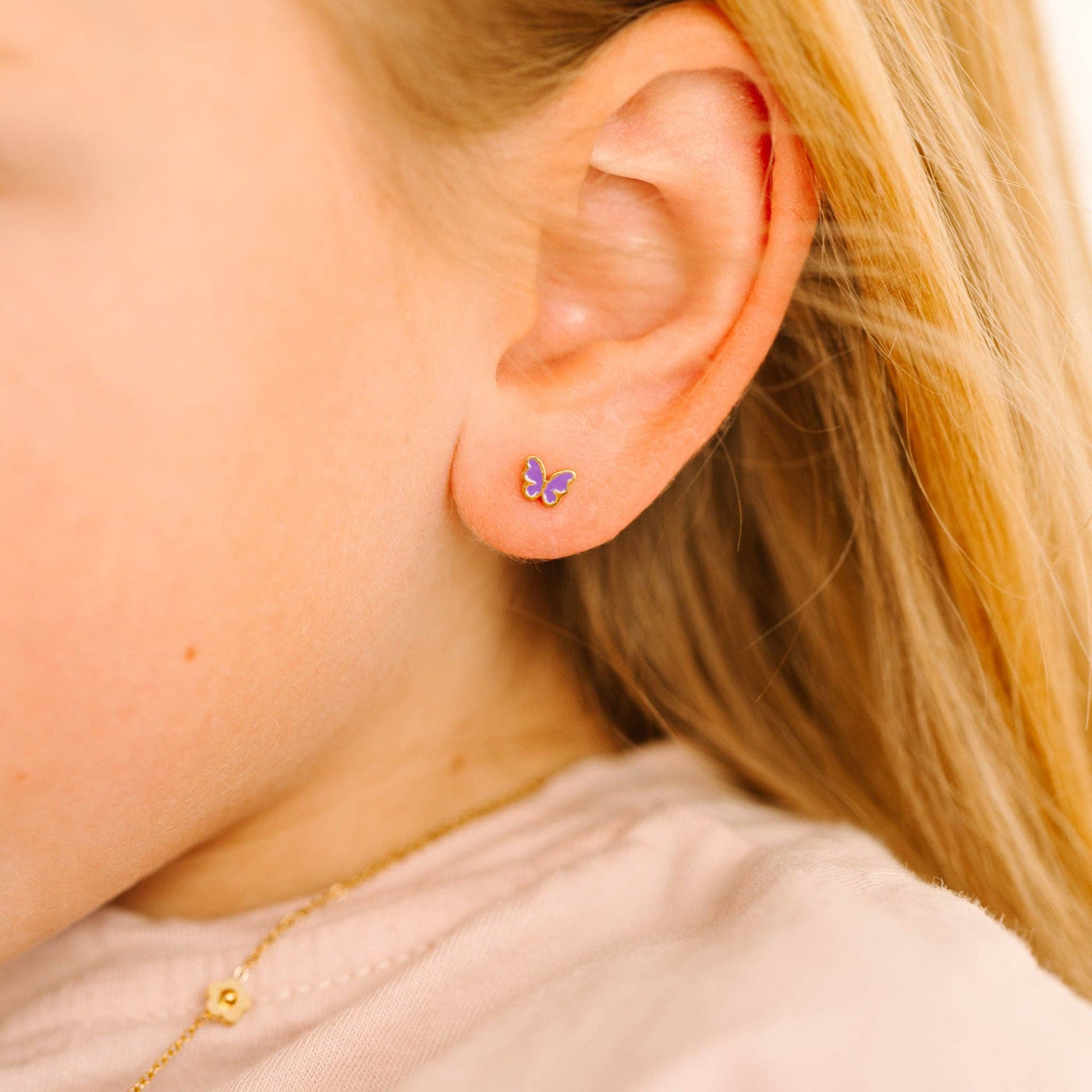 Tiny Purple Butterfly Earrings
