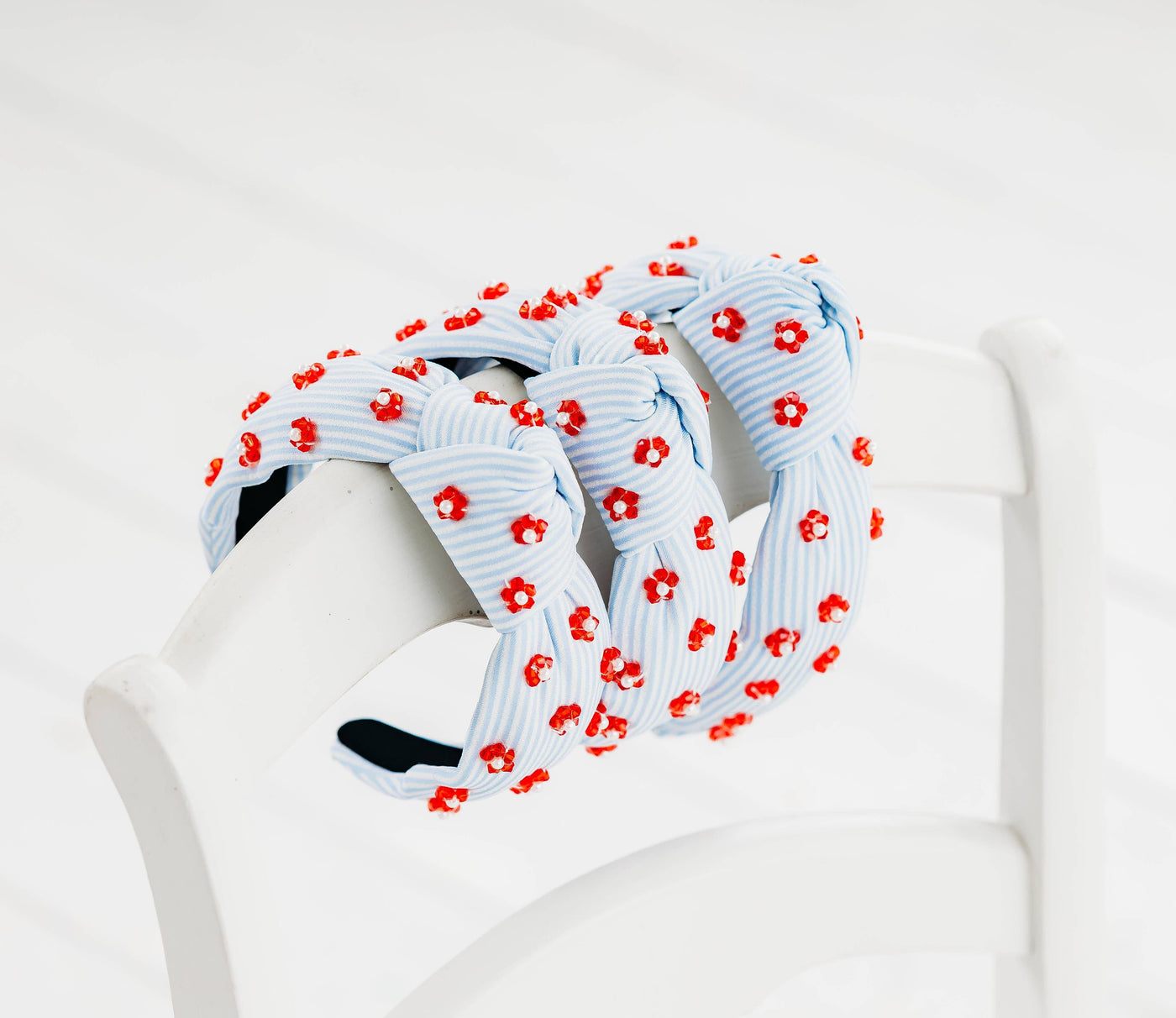 Beaded Headband | Pinstripe Poppies