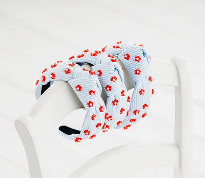 Beaded Headband | Pinstripe Poppies