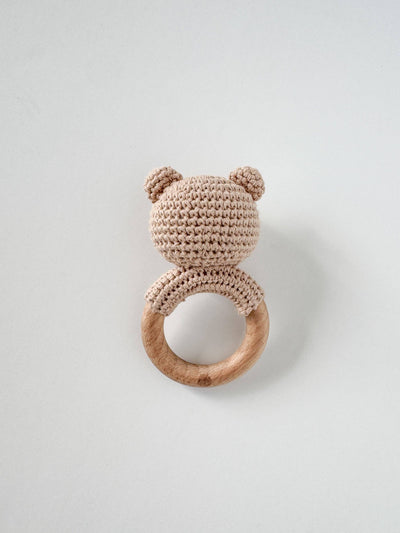 Teether Bear Brown Baby Rattle