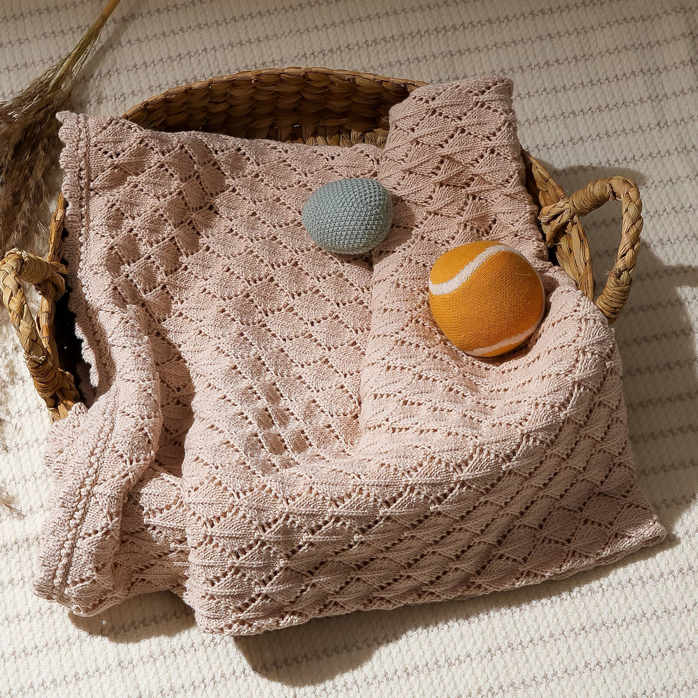 Cotton Pointal Diamond Soft Baby Blanket | Blush Pink