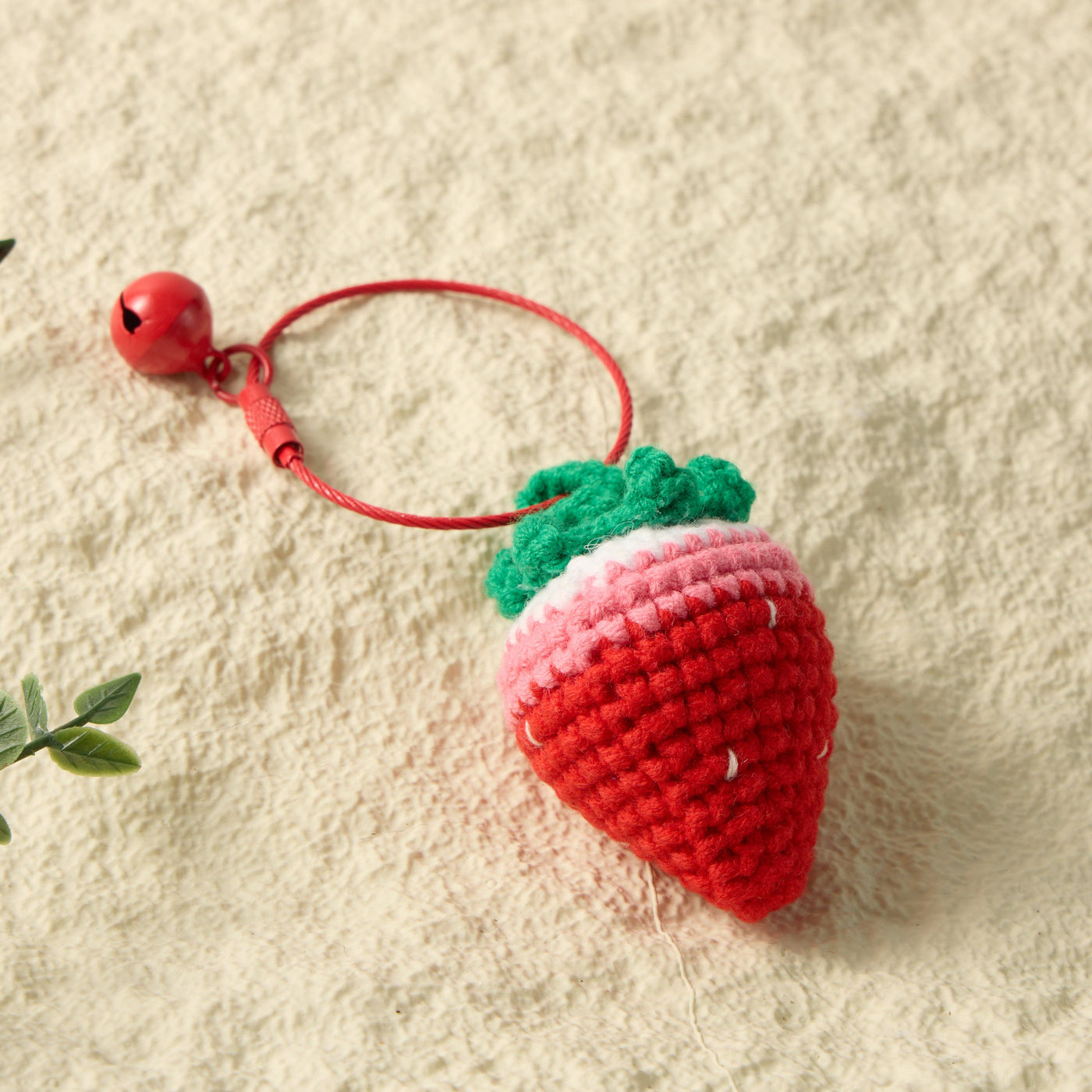 Hand-Knitted Strawberry Keychain for a Juicy Twist