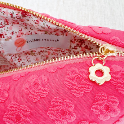 Embossed Daisy Blossom Makeup Travel Case | Blue