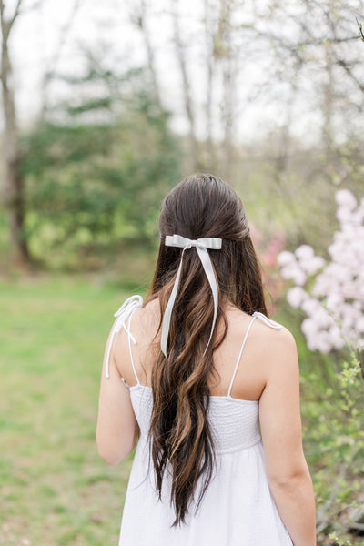 Long Satin Hair Barrette | Micro Alice Bow