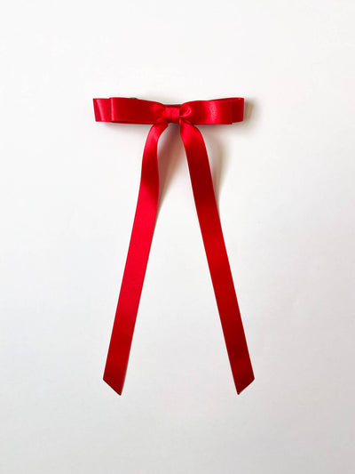 Long Satin Hair Barrette | Micro Alice Bow