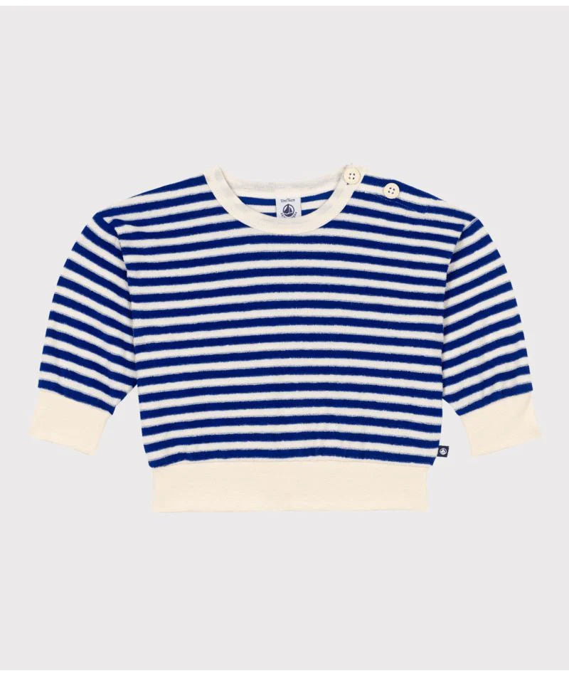 Baby Striped Terry Sweatshirt | Blue White