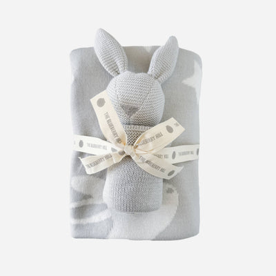 Lovey Bunny Grey Organic Cotton Baby Blanket