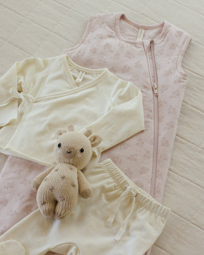 Wrap Top + Footed Pant Set || Ivory