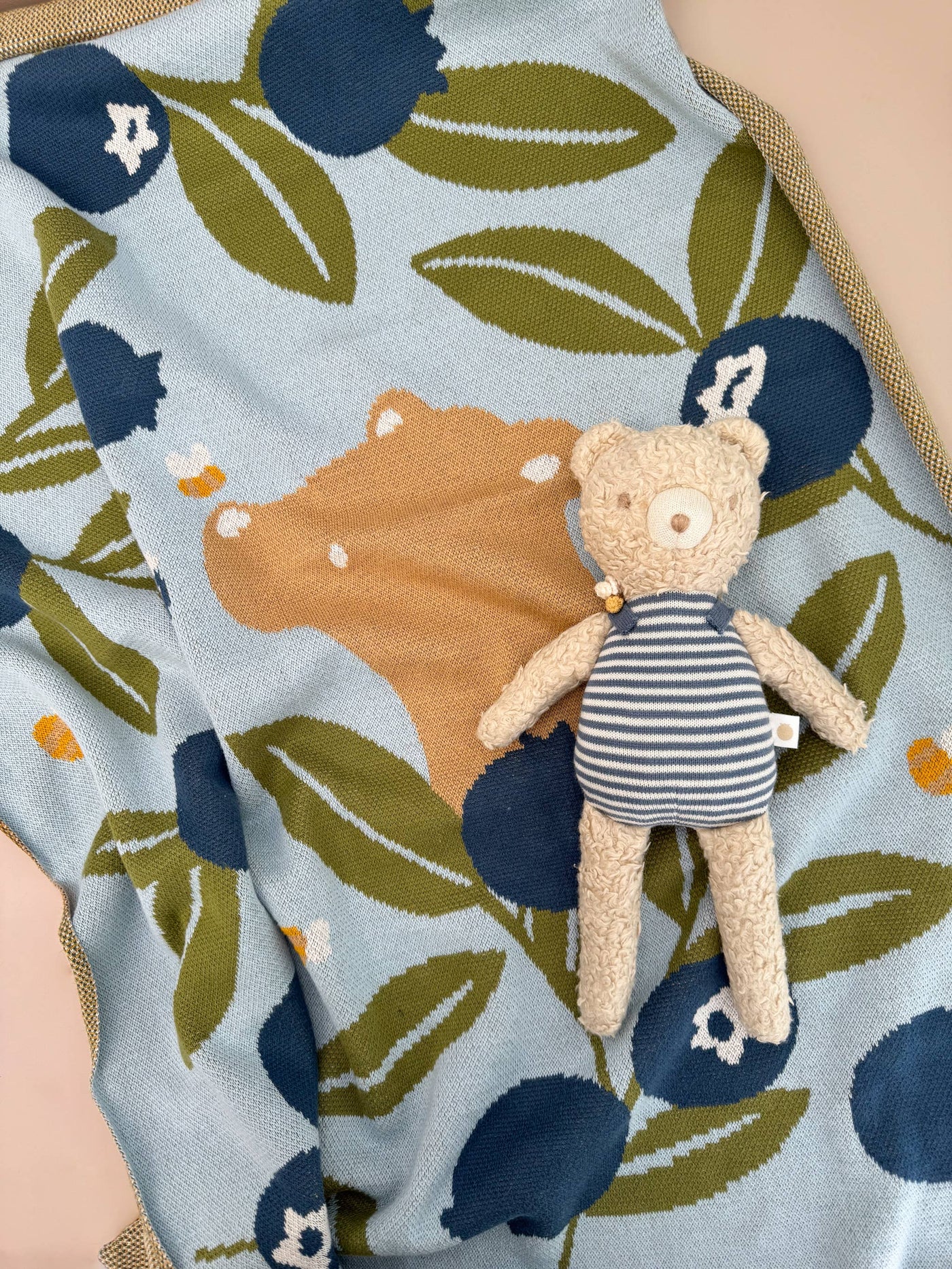 Blueberry Bear Bee Organic Cotton Baby Blanket