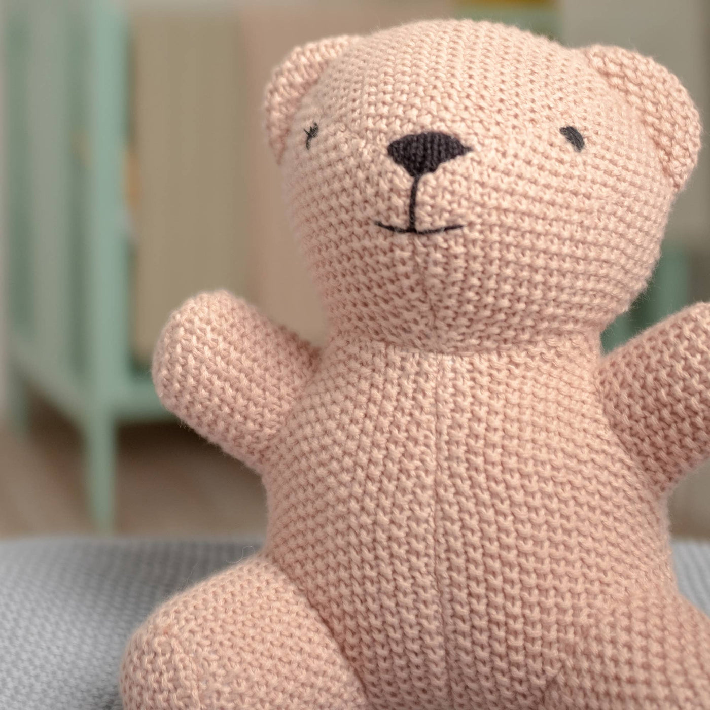 Handcrafted Cotton Knitted Blush Bear