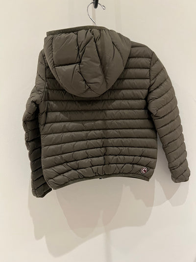 Down Jacket with Fixed Hood in Bush/Olive Green