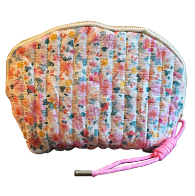 Quilted Floral Makeup Travel Case | Pink Garden Print