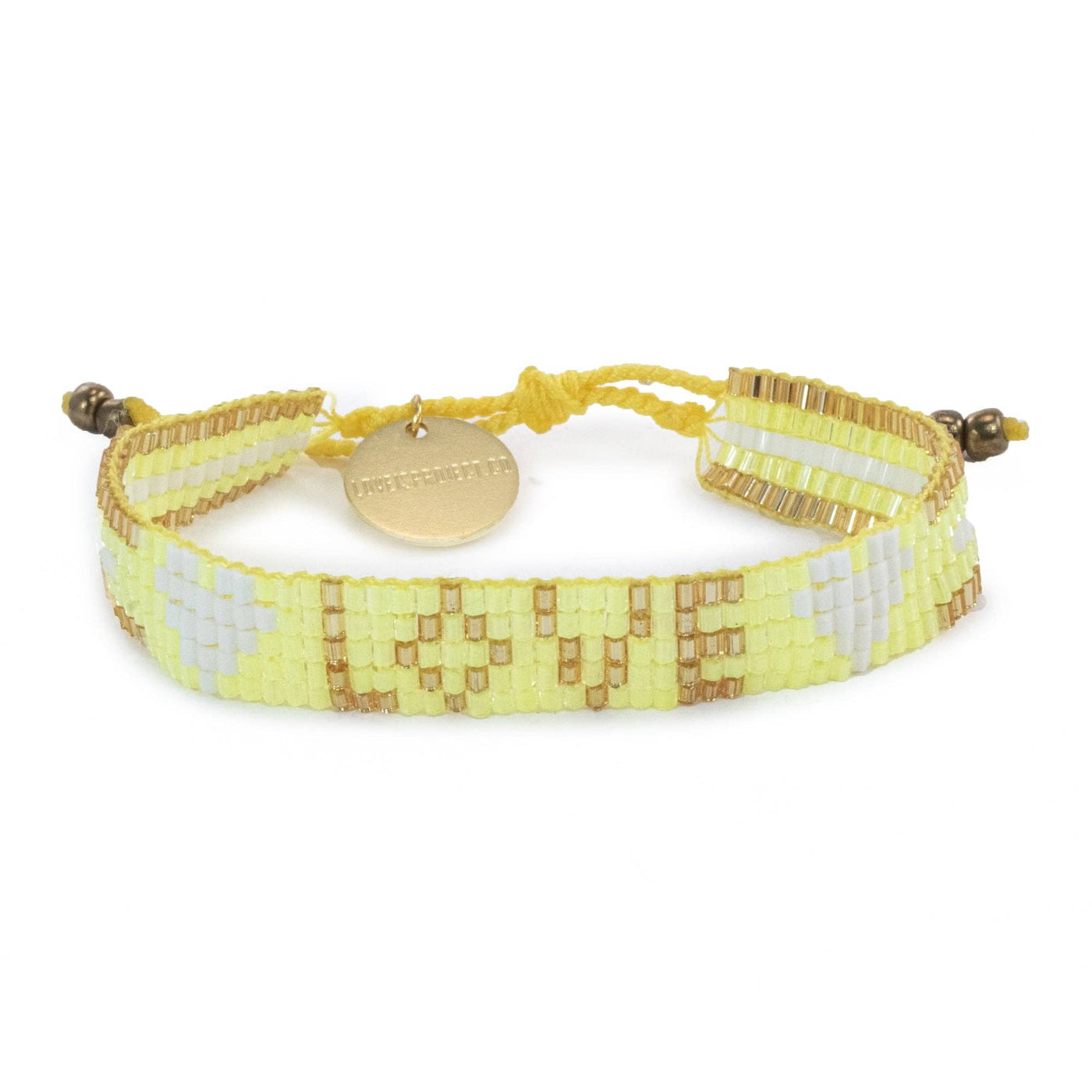 Seed Bead LOVE with Hearts Bracelet | Sunshine Yellow