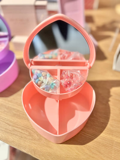Heart Jewelry Box and Beads | Purple or Pink (Personalize)