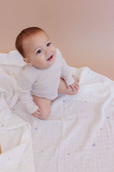 Nautical Ocean Organic Muslin Baby Swaddle Blanket